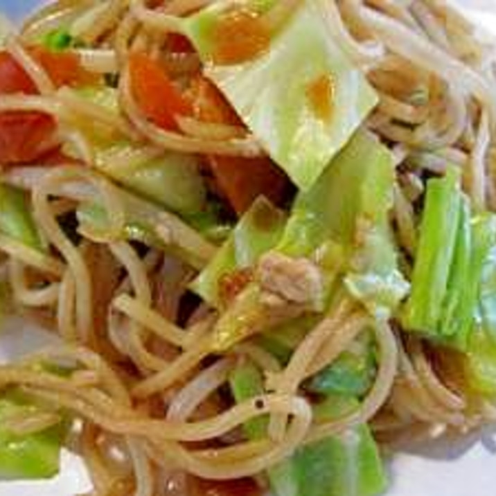 残り物の野菜炒めで焼きそば